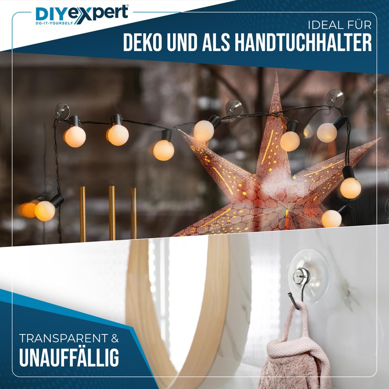 DIYexpert Suction Cup with Hooks, Made in Germany, Suction Hooks,