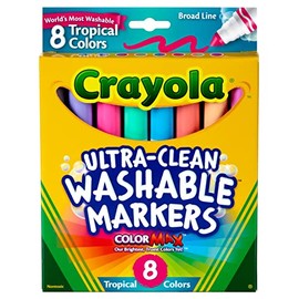 Crayola Washable Markers, Assorted Tropical Colors, 8 Count