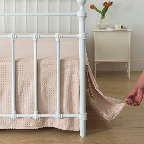 xuan dian Queen Bed Skirt, Pleated Waffle Weave Bed Skirt