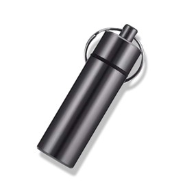 Storage Box Waterproof Aluminium Pill Box Dispenser Dispenser Dispenser Fashion Steel Bottle Silver Plated Trendy Removable Keyring (Black)