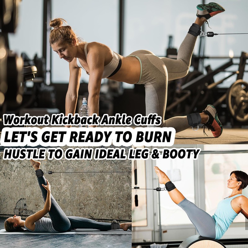 Anemeeoke Ankle Straps for Cable Machine 1Pair, Kickbacks Glute Workouts,