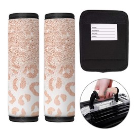 TPOAEL 2 Pack Luggage Handle Wrap Travel Tags - Set of Luggage Tags for Suitcases, Identifiers, Marker, and Handle Covers - Cruise Accessories and Travel Gifts（Pink Leopard