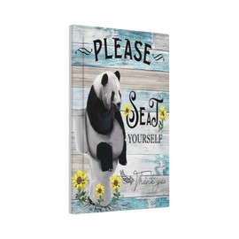 Wpshijia Light Switch Cover Plate Funny Panda on Toilet Wall Plate Cover 1 Gang Rustic Wood Plank Blank No Device Decorative Outlet Covers Electrical Switchplate for Bathroom Home Decor