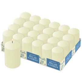 HYOOLA Ivory Pillar Candles 2x4 Inch - 12 Pack Unscented Bulk Pillar Candles - European Made