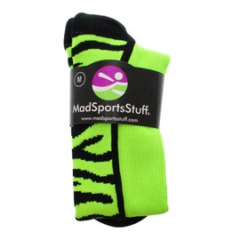 Crazy Socks with Safari Tiger Stripes Over the Calf Socks (Neon Green/Black, Large)