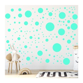 StickerDeen 500+ Assorted Polka Dot Circle Wall Stickers for Kids Bedroom Living Room, Classroom, Playroom Decor Removable Vinyl Wall Stickers Dots Wall Decals (Mint)