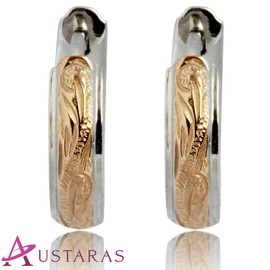 Hawaiian Hoop Earrings by Austaras - Set of Two Earrings for Women or Girls 925 Sterling Silver With Rose Gold Plated 14mm Hypoallergenic 316L Stainless Steel Jewelry Plumeria Hibiscus Flower Gift