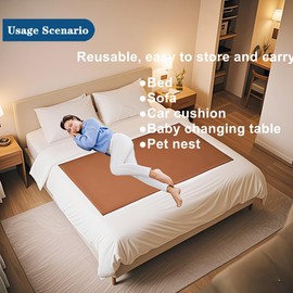 Waterproof Mattress Protector,Leather Reusable Incontinence Bed Pads,Washable Quick Drying Pee Pads,for Kids,Adults,Pets (Brown, 56X40 in)