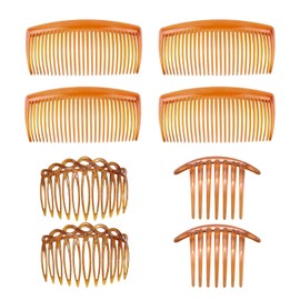 8-Piece Women's Hair Comb, Plastic Comb, Pony Comb, Disc Hair Comb with 29 Teeth, Disc Hair Comb with 7 Teeth, Eight Comb with 11 Teeth (Brown)
