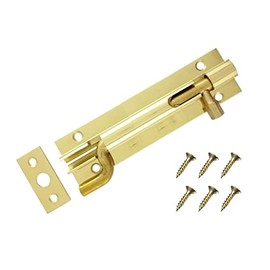 TERF Door Bolt Polished Brass Barrel Slide Lock Necked Door Bolt 100mm [4''] Door Latch with Screws Ideal Door Locks for Internal and External Doors - 100mm, Gold