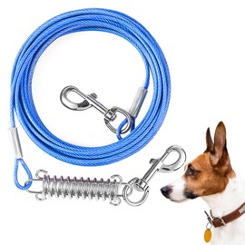 Mi Metty Tie Out Leads for Dogs, Leads with Shock-Absorbing Spring, Dog Lead for the Yard, Pet Lead for Medium to Large Dogs (Blue, 20 ft-6 m)