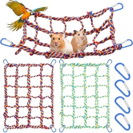 2 Pack Bird Rope Net Hamster Rat Rope Net Small Animal Rope Net Bird Climbing Ladder Rope Bridge Pet Rat Ferret Activity Toy for Small Animal Habitat Decor and Play