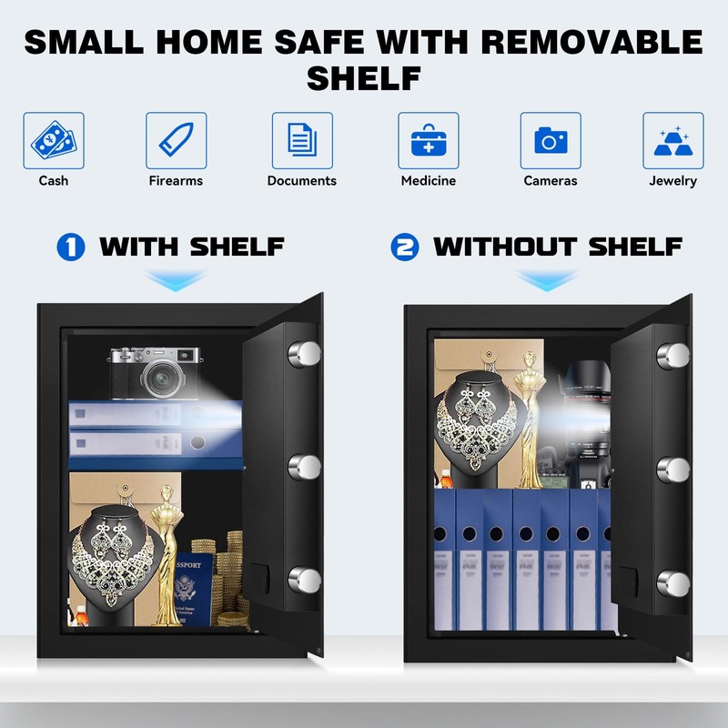 YAYAG Home Safe Box, 2.5 Cu Ft Steel Safety Safe