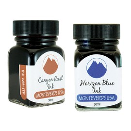 Monteverde 60ml Core Fountain Pen Ink Bottle (30ml Canyon Rust Ink Bottle G309CP, 30ml Horizon Blue Ink Bottle G309HB)