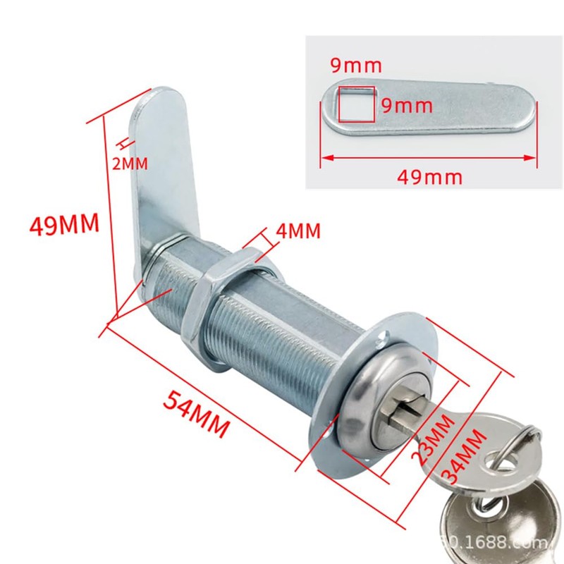 2pack Cabinet Cam Locks 54mm, Mailbox Lock with Key Different,
