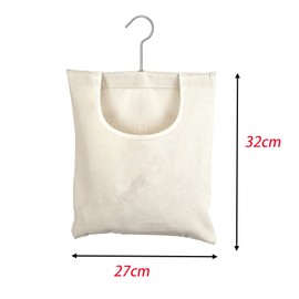 Pack of 2 Clothes Peg Bags, Clothes Peg Bag - 27 x 32 cm with Hanger, Linen Bag, for Hanging, Storage, Reusable, Organiser for Bathroom Wardrobe (Beige), beige