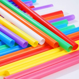 100 Pcs Smoothie Straws, 8.3 * 0.43in /21 * 1.1cm Wide Plastic Straws Assorted Colors Disposable Straws for Milkshakes, Smoothies, Boba, Bubble Tea, Ice Coffee