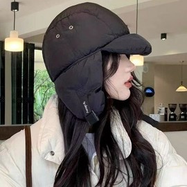 Unisex Padded Winter Camping Earflap Balaclava Hat - Cold Protection, Free Size (lf2896) Yard Korean Edition Down Fit - Green 3ea