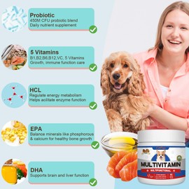 Dog Multivitamin Treat - Dog Vitamins and Supplements with Glucosamine, Probiotics, Fish Oil, Senior & Puppy Multivitamin for Dogs, for Skin & Coat, Supports Joint Health and Digestive Function