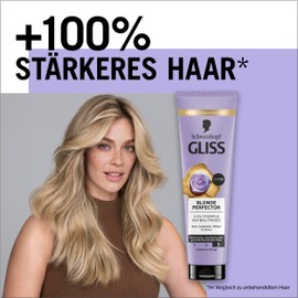 Gliss Blonde Perfector 2-in-1 Purple Building Hair Mask (3 x 150 ml), Hair Treatment for Natural, Coloured & Highlighted Blonde Hair Provides Shine & Care, with Anti-Yellow Tint Effect