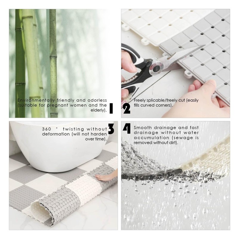 Shower Mat, 24 x 24 inch Non Slip Bathroom Mat