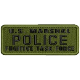 U.S. MARSHAL POLICE FUGITIVE TASK FORCE Embroidery Patch 2x5 hook on back od/blk