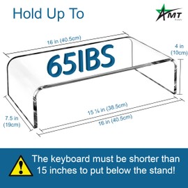 AMT Premium Acrylic Clear Monitor Stand Laptop/PC/Multimedia Monitor Riser for Home Office