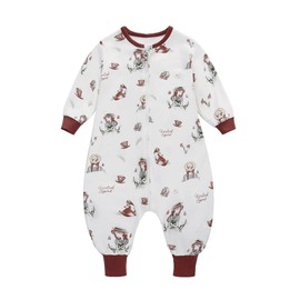 LAT Baby Sleeping Bag with Feet, 0.5 Tog Sleeping Bag Baby, 100% Cotton Baby Sleeping Bag with Arms, Toddler Sleeping Bag with Legs, Sleep Sack for Boys and Girls (Fox, 12-24 Months)