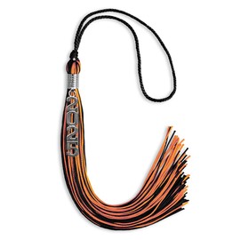 Endea Graduation Mixed Double Color Tassel with Silver Stacked Date Drop (Black/Orange, 2025)