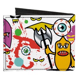Buckle-Down Men's Standard Canvas Bifold Wallet Monsters, 4.0" x 3.5"