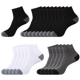 EverKnits 20 Pairs Ankle Socks For Men - Mens Socks Size 10-13 Crew Quarter Sock in Bulk