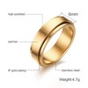 Epinki Fidget Ring for Men, 6MM Stainless Steel Gold Spinner
