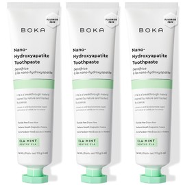 Boka Fluoride Free Toothpaste, Nano Hydroxyapatite Toothpaste, Appropriate for Sensitive Teeth - for Adult, Kids Oral Care - Ela Mint Flavor, 4 Fl Oz 3Pk US Manufactured