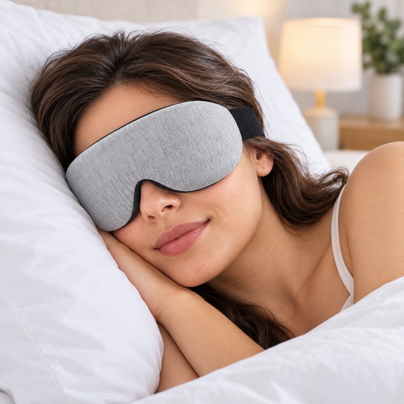 3D Contoured Sleep Mask with Deep Eye Cups, Light-Blocking Memory
