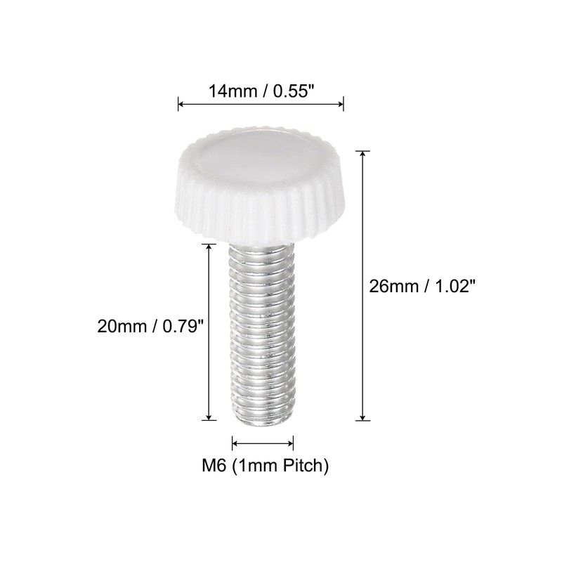 uxcell 30pcs M6 x 20mm Metric Male Thread Knurled Knobs,