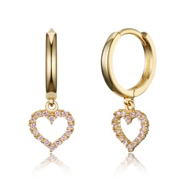 14k Gold Plated Brass Pink Heart Plain Huggy Baby Girls Hoop Earrings