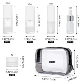 Travel Bottles for Toiletries,14pcs,Toiletry Bag,Airless Pump Bottles,Dropper Bottles,glass jars,Spray bottle,Leak Proof&Refillable,TSA Approved