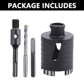 2-1/2 inch / 65mm Dry Diamond Core Drill Bit with SDS Plus Adapter, Concrete Core Drill Bit for Dry/Wet Drilling Granite Marble Masonry Concrete Brick Stone and Block (65mm (2-1/2 inch))