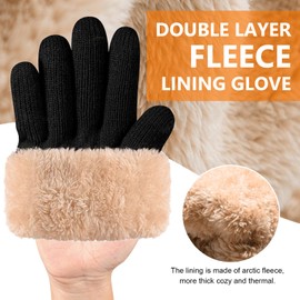 LILELIG Women's Winter Gloves with Fleece Lining, Gloves & Mittens for Women, Thermal Gloves, Winter Gloves, Warming Gloves, Touchscreen Twist Pattern Design, Winter Gift (Black), black