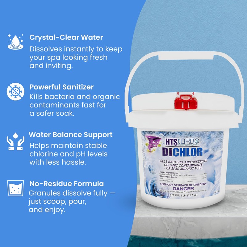 HTS Turbo Chlorine Granules for Pools, Hot Tubs and Spa