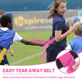 Uikro 7 Player Flag Football Belts, 21 Flags for Flag Football, Flag football Set for Kids Youth Adults Training Sports (Pink)