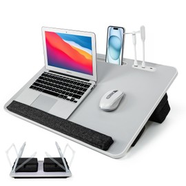 iXTRA Lap Desk for Laptop with Cushion,Folding Laptop Desk for Bed with USB,Bed Desk,Computer Lap Desk,Portable Lap Desk,23.62"*15.74",Grey