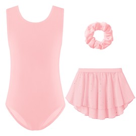 Zaclotre Ballet Leotards for Girls Sleeveless Dance Dress Outfit with Removable Skirt Combo