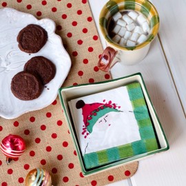 Vietri Old St. Nick Cocktail Napkin Holder, Handcrafted Christmas Add-on