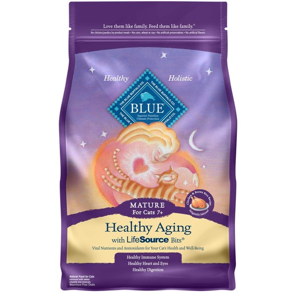 Blue Buffalo Healthy Aging Natural Mature Dry Cat Food, Chicken & Brown Rice 7-lb