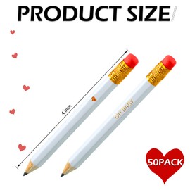 Gersoniel 50 Pieces Mini Sharpened Baby Shower Half Pencils With Erasers 4 Inch Short 2 HB Golf Pencils for School Office Game Baby Shower(White,Baby Style)