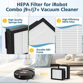 Combo 10 Max/ j9+/ j7+ HEPA Filters ONLY Compatible With i-Robot Roomba Combo 10 Max, Combo j9+, Combo j7+ Robot Vacuum (𝗡𝗼𝘁 𝗙𝗶𝘁 𝗳𝗼𝗿𝗥𝗼𝗼𝗺𝗯𝗮 j7/ j7+/ j9/ j9+)