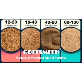 GRITSMITH 12-20 Grit Ground Walnut Shell Media (20 LBS / 9.08 KG) - Medium Grit for Tumbling, Blasting, Vibratory, Polishing, Deburring, Anti-Skid, Fillers