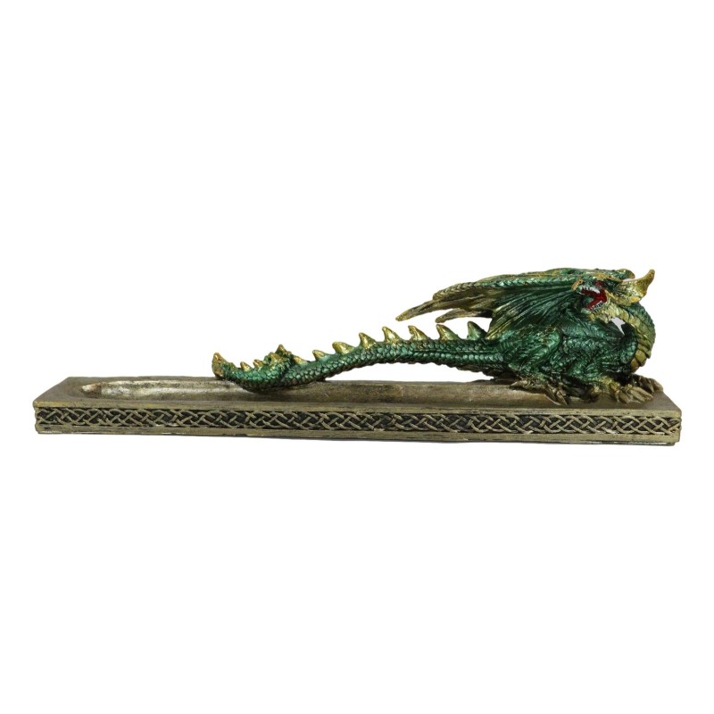 Medieval Celtic Green Dragon Roaring Incense Burner Holder Decorative Figurine