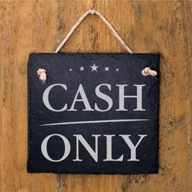 Dekolando CASH ONLY Sign Nur Barzahlung Slate Sign Nur Bar Zahlung - Wir Akzeptieren Nur Bargeld Cash Register Notice Sign (CASH ONLY, 16x16m)